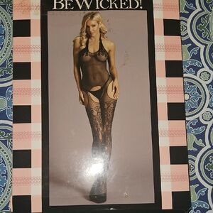 Be Wicked Lacy Racy Body Stocking Queen Sz